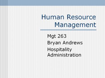 PPT – Human Resource Management PowerPoint presentation | free to ...