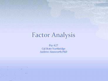 Factor Analysis