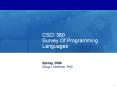 CSCI 360 Survey Of Programming Languages PowerPoint PPT Presentation