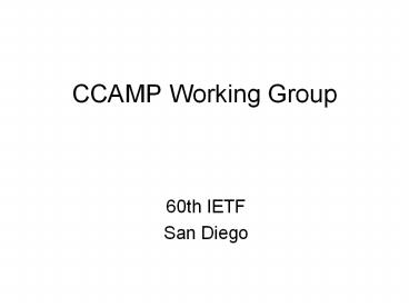 CCAMP Working Group