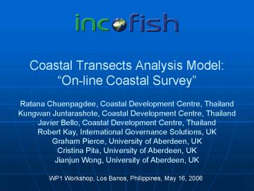 Coastal Transects Analysis Model: Online Coastal Survey