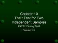 Chapter 10 The t Test for Two Independent Samples PowerPoint PPT Presentation