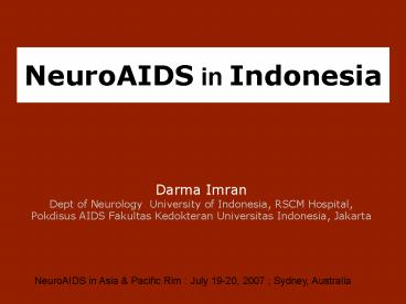 NeuroAIDS in Indonesia