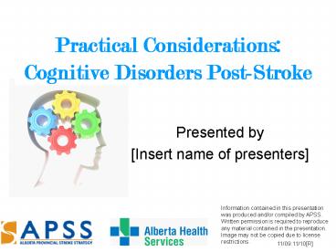 Practical Considerations: Cognitive Disorders Post-Stroke