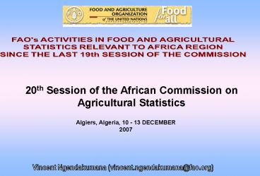 20th Session of the African Commission on Agricultural Statistics