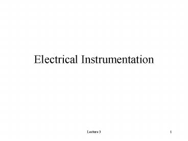 Electrical Instrumentation
