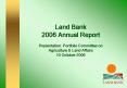 Land Bank 2006 Annual Report Presentation: Portfolio Committee on Agriculture PowerPoint PPT Presentation