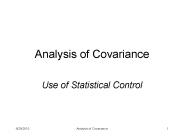 Use of Statistical Control