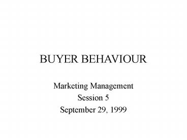 BUYER BEHAVIOUR