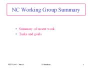 NC Working Group Summary
