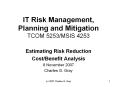 IT Risk Management, Planning and Mitigation TCOM 5253/MSIS 4253 PowerPoint PPT Presentation