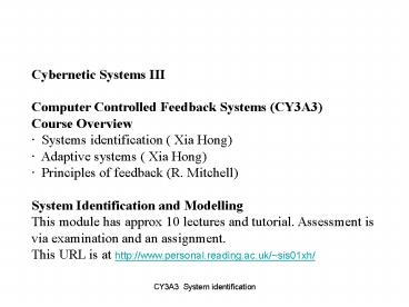 Cybernetic Systems III