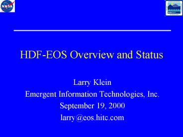 HDF-EOS Overview and Status