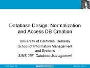 Database Design: Normalization and Access DB Creation
