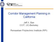 Corridor Management Planning in California