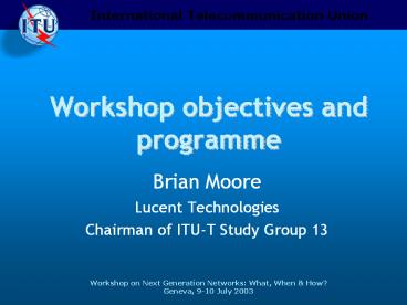 Workshop objectives and programme