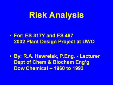 Risk Analysis