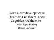 What Neurodevelopmental Disorders Can Reveal about Cognitive Architecture