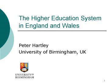 The Higher Education System in England and Wales