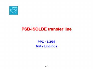 PSB-ISOLDE transfer line