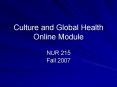 Culture and Global Health Online Module PowerPoint PPT Presentation