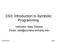 CS3: Introduction to Symbolic Programming PowerPoint PPT Presentation