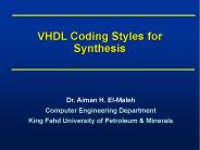 VHDL Coding Styles for Synthesis