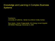 Knowledge and Learning in Complex Business Systems