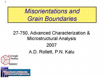 Misorientations and Grain Boundaries