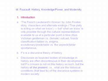M. Foucault: History, Knowledge/Power, and Modernity presentation ...