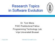 Research Topics in Software Evolution