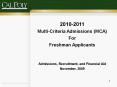 Multi-Criteria Admissions (MCA) PowerPoint PPT Presentation