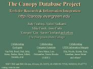 The Canopy Database Project  Tools for Research