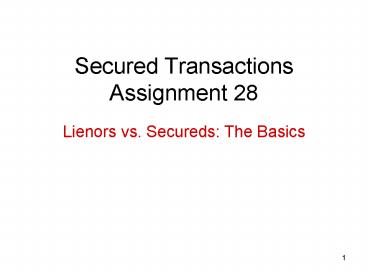 Secured Transactions Assignment 28