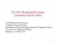 CS 194: Distributed Systems Distributed Hash Tables