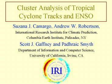 Cluster Analysis of Tropical Cyclone Tracks and ENSO