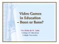 Video Games in Education  PowerPoint PPT Presentation