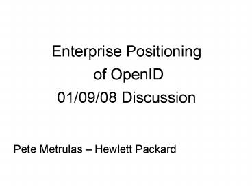 Pete Metrulas Hewlett Packard