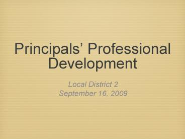 Principals Professional Development