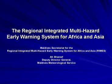 The Regional Integrated MultiHazard Early Warning System for Africa and ...