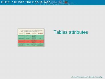 Tables attributes