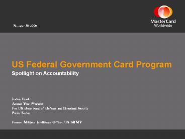 US Federal Government Card Program