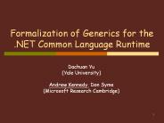 Formalization of Generics for the .NET Common Language Runtime