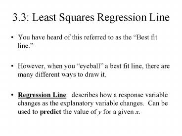 3'3: Least Squares Regression Line