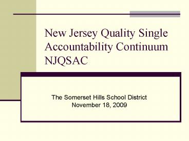 New Jersey Quality Single Accountability Continuum NJQSAC