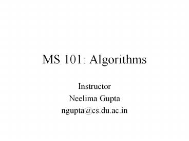 MS 101: Algorithms