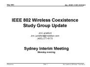 IEEE 802 Wireless Coexistence Study Group Update