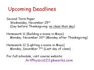 Upcoming Deadlines
