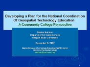 Developing a Plan for the National Coordination