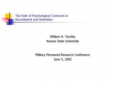 The Role of Psychological Contracts in Recruitment and Retention
